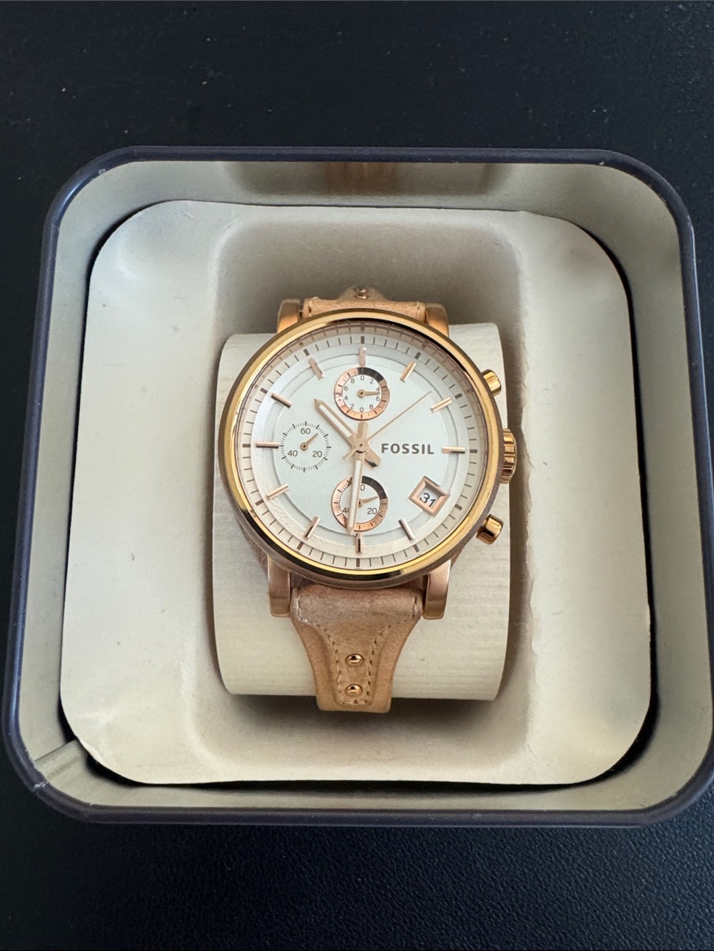 Fossil Original Boyfriend 38mm Rose Gold Watch with Cream Dial